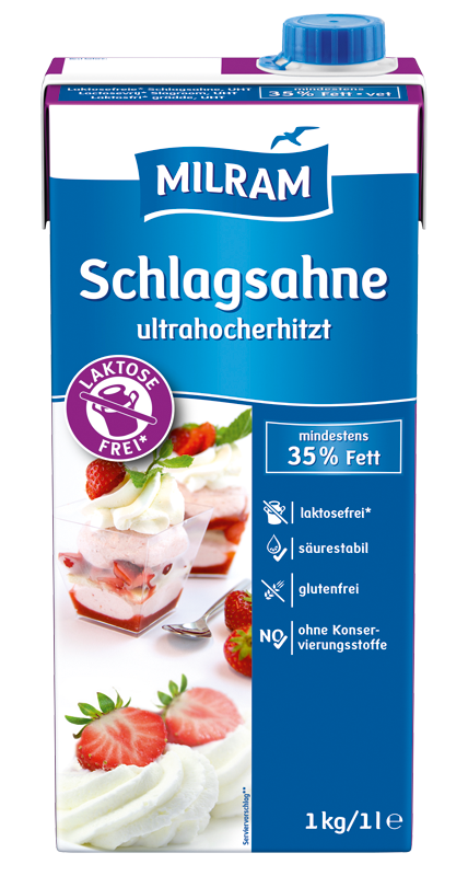 Slagroom UHT lactosevrij zonder suiker 35% vet 1kg