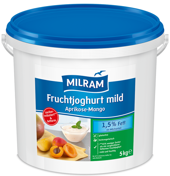 Magere Fruityoghurt Abrikoos - Mango 1,5% vet 5kg Magere Fruityoghurt Abrikoos - Mango 1,5% vet 5kg